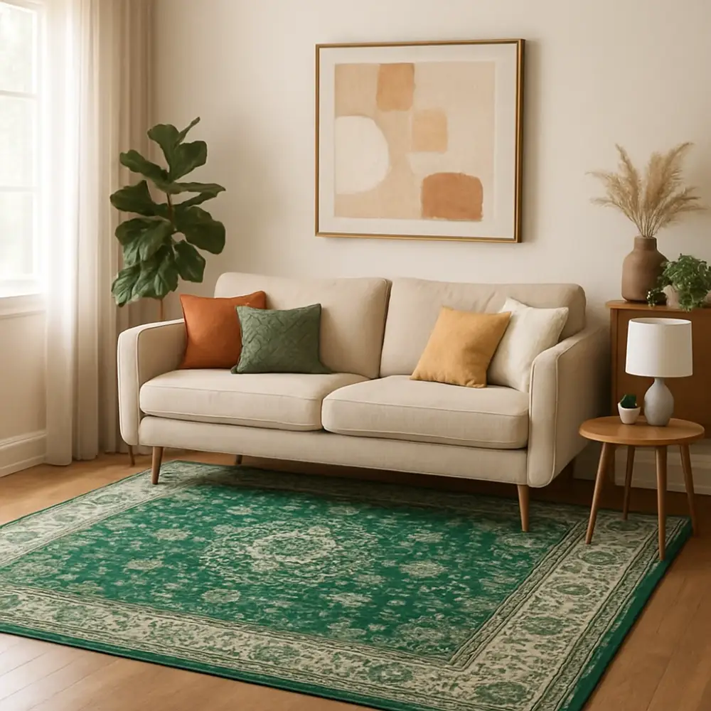 Home-decoration-with-green-carpet